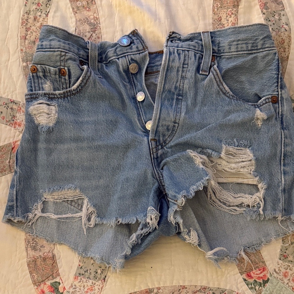 Levi's Light Blue Distressed Jean Shorts